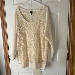 Maurices Ivory Lace Scoop Neck Sweater